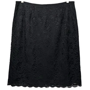Maggy London Black Lace Scalloped Hem Boho 90s Y2K Skirt Size 14 - Picture 1 of 4