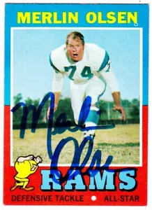 Tarjeta de fútbol americano Topps Merlin Olsen 1971 firmada con autógrafo #125 - Imagen 1 de 2