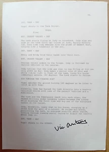 ORIGINAL AUTOGRAPHED INDIANA JONES SCRIPT PAGE VIC ARMSTRONG Indy Stunt Double - Imagen 1 de 1