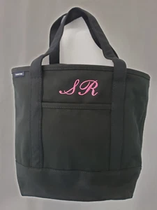 Lands End Medium Black Zip Top Canvas Commute Tote Bag Purse S R Pink NEW 7 - Picture 1 of 11