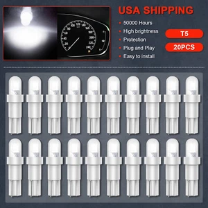 20x White T5 Wedge 70 73 74 LED Bulb Instrument Dashboard Panel Cluster Lights - Picture 1 of 7