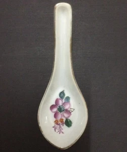 Old Chinese Porcelain Spoon Pink Flower - Picture 1 of 4