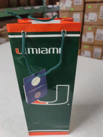 New Officially Licensed Miami Hurricanes Team Logo Wine Bottle Gift Bag 5"x13" Cover