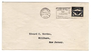 C5 Insignia 16c Airmail FDC 1923 Washington DC Slogan CCL Worden CV$600 - Picture 1 of 2