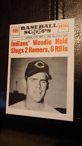 1961 Nu Card Scoops #405 Woodie Held Slugs 2 Homers. Very Good condition