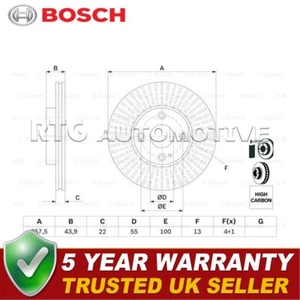 Bosch Front Brake Disc Fits Mazda 2 2014-2024 MX-5 2015-2024 1.3 1.5 D - Picture 1 of 4