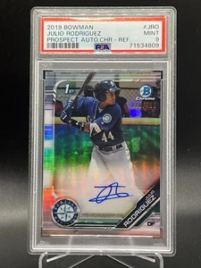 2019 Bowman Chrome Julio Rodriguez Auto Refractor /499 Graded PSA 9 Mint - Picture 1 of 3