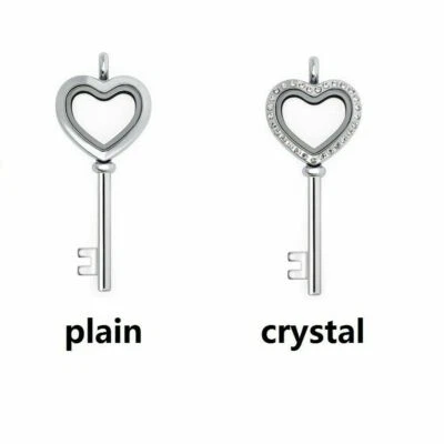 ¡Nuevo!*BONO* PLATA Llave Cristales Flotante Medallón Memoria Ajuste Dijes de Memoria con Cadena Foto 1 de 4