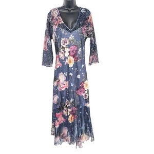 Komarov Midi Dress Women Size 2X Floral Charmeuse Lace Floral Cottage Fairy USA - Picture 1 of 13