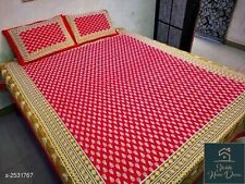 Indian cotton double Hand Block Print bed sheet Bed Spread with 2 pillow cover