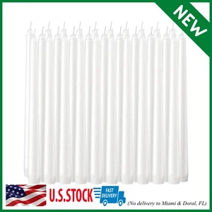 36 Pack Tall Taper Candles - 10 Inch White Dripless Unscented Dinner Candle NEW - Picture 1 of 8