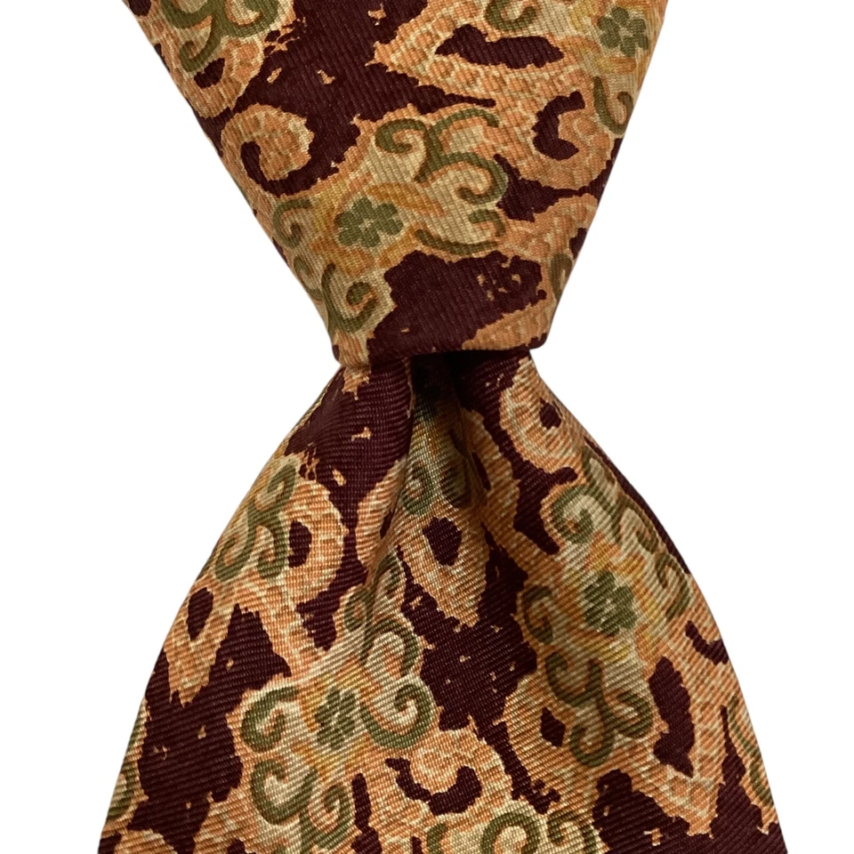 Corbata para hombre JOSEPH ABBOUD 100 % seda ITALIA diseñador geométrico vino/naranja usada en excelente estado Foto 1 de 3