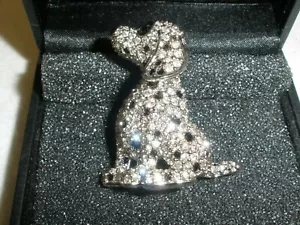 SWAROVSKI SWAN RHODIUM CRYSTAL DALMATION DOG BROOCH PIN - Picture 1 of 5