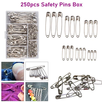 250pcs Verschiedene Stahl Sicherheitsnadeln S - L Größe Für Hemming Handwerk - Bild 1 von 4