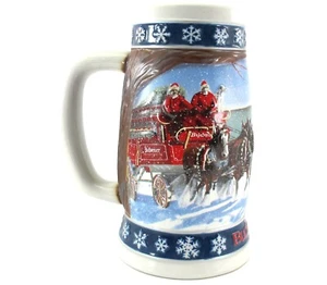 Budweiser Holiday Beer Stein Collection LIGHTING THE WAY HOME Ceramic Vtg - Picture 1 of 9