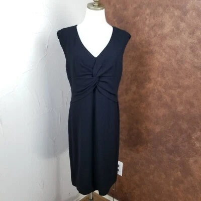 NWT TORY BURCH 100% Wool Sleeveless Dress Size 10 Black Crepe Twisted Front - Image 1 of 4