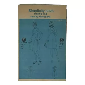 Complete Uncut Vintage Sewing Pattern Simplicity 6026 Size 12 A-Line Dress 1973 - Picture 1 of 3