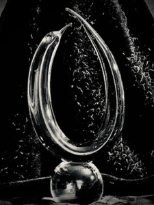 Vtg. Murano Style Absctract Large Clear Crystal Dolphin, Hand Blown Glass - Picture 1 of 7