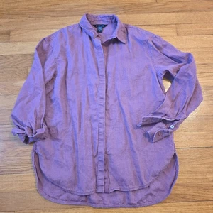 Athleta Playa 100% Linen Button Shirt Women's Size Small Tawny Rose  - Picture 1 of 8