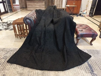 Genuine Real Karakul Persian Lamb Astrakhan Fur Blanket King throw 87"x73" Rug - Image 1 of 4