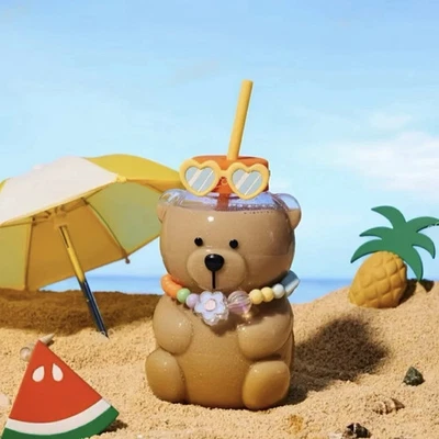 Starbucks 2025 China Verano Estilo Tropical Lindo Oso 24oz Taza de Vidrio Foto 1 de 3