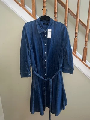 Women's NWT Blue Denim Lauren Ralph Lauren Belted Dress Plus Size 20W - Image 1 of 4