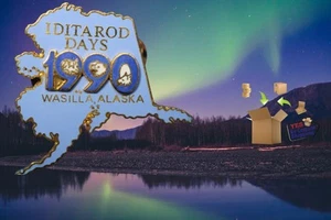 Pin Alaska Iditarod 1990 Iditarod Days Wasilla Alaska AK mapa trineo perros huskie - Imagen 1 de 6