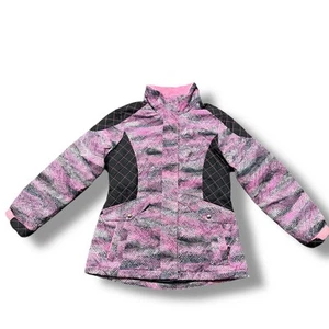 Free Country Girls Winter Jacket Coat Pink Black Gray Medium 10 12 - Picture 1 of 11