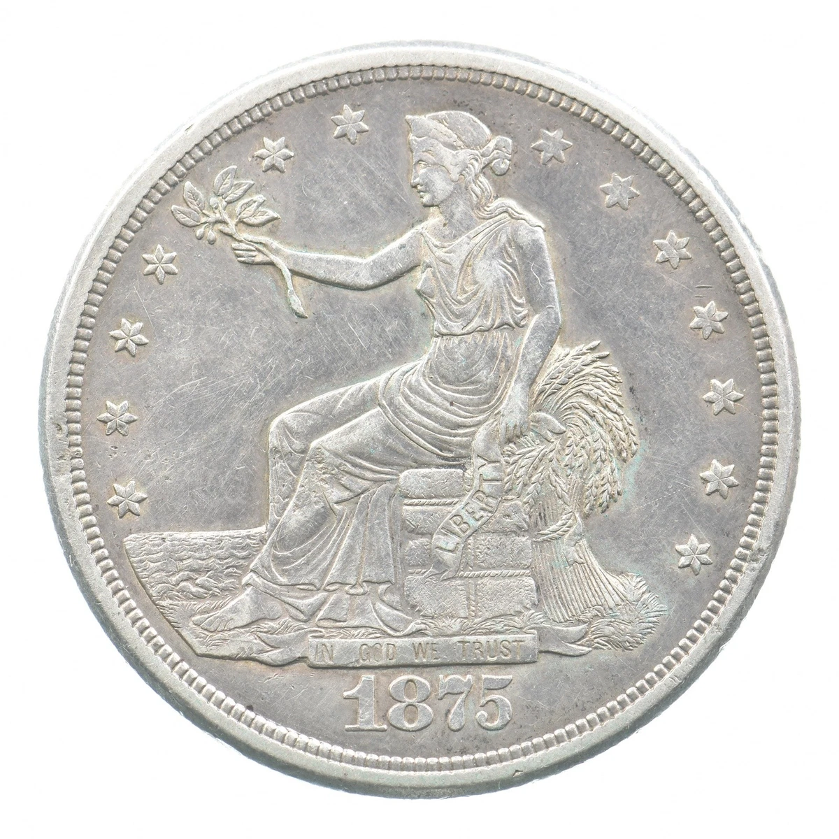 1875年 トレードダラー アメリカで1875年に発行されたトレード・ダラーのプルーフ貨、KM-108