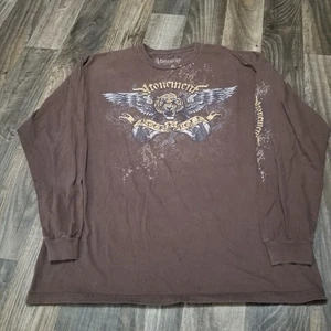 T-shirt manica lunga Atonement Brown Y2K vintage stile tigre grunge anni 2000 taglia XL - Foto 1 di 10