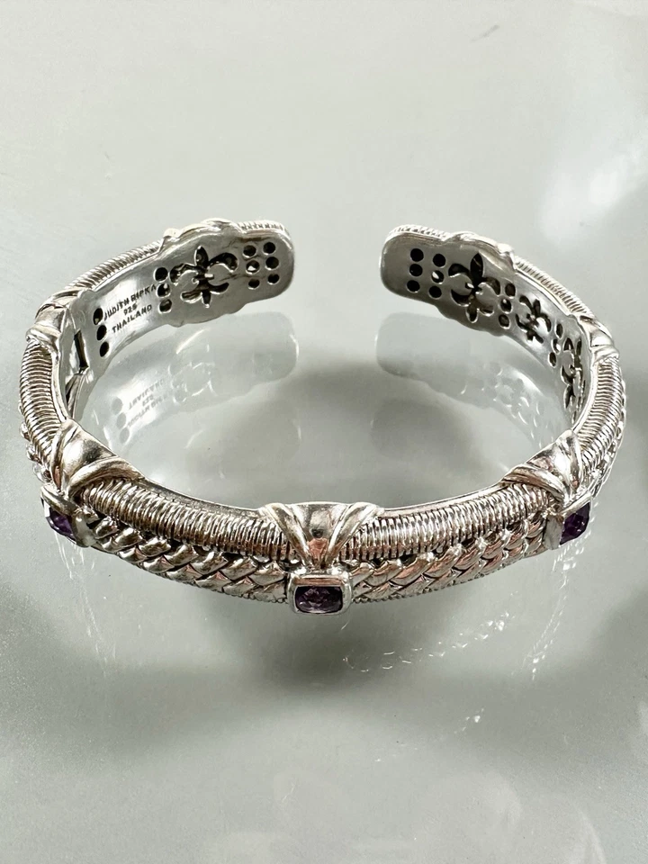 "Brazalete Judith RIPKA 925 plata esterlina grande púrpura amatista cable 7""" Foto 1 de 4