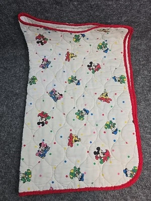 Vintage Disney Mickey Mouse 80s 90s Quilted Baby Crib Blanket 33x38 Inches - Image 1 of 4
