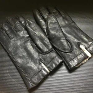 Vintage 90er Jahre schwarze Lederhandschuhe 100% Fell gefüttert Größe 8 - Bild 1 von 5