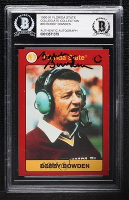 BAS 1991 Florida State Seminoles Bobby Bowden #80 BGS Authentic Auto - Image 1 of 2