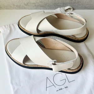 AGL Sandalias Planas Cuero Blanco Italia Minimalista Moderno Resort EE. UU. 9 - Imagen 1 de 6