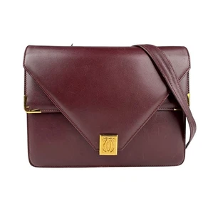 Echte Cartier Must Line Schultertasche Bordeaux Leder/goldfarben - z6733 - Bild 1 von 16