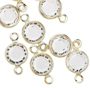 12 eslabones de latón chapado en oro de 6,14-6,32 mm con cristales transparentes de Swarovski - Imagen 1 de 2