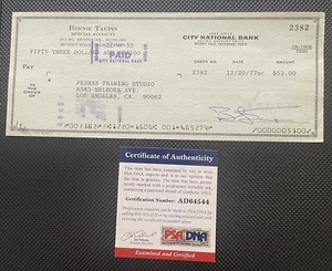 BERNIE TAUPIN (ELTON JOHN SONGWRITER) SIGNED RARE CHECK W/PSA/DNA Certificate - Picture 1 of 7