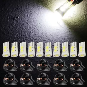10x 124 921 T10 LED Bulb White Dash Board Light + Socket For 1991-2003 Chrysler - Picture 1 of 12