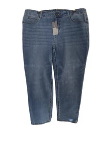 BNWT Katies Womens Blue Denim Jeans Size 14 Skinny 7/8 Length Mid Rise Button - Picture 1 of 12