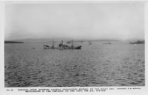 SCAPA FLOW, SCOTLAND, OVERVIEW OF THE SINKING FLEET, BURROWS RPPC #14 dated 1919 - Picture 1 of 2
