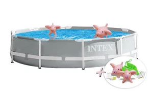 INTEX 26702GN Prismframe Pool (120 1/8x29 7/8in) Incl Pump + Inflatable Animals - Picture 1 of 6