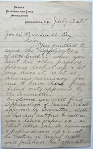 Raro CHARLESTON SC Safety Building & Loan Association 1885 Bienes Raíces Carta 7E - Imagen 1 de 4