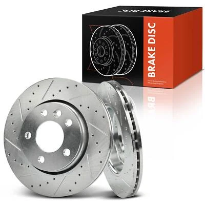 2Pcs 293.7mm Rear Drilled Brake Rotors for Volkswagen Transporter 2010-2019 2.0L - Image 1 of 4