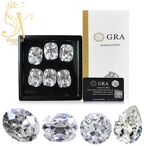 Vecchia pietra moissanite taglio europeo taglio miniera bianco colore D cuscino pietre preziose sfuse - Foto 1 di 20