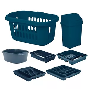 Plastic Swing Top Bin, Dish Drainer, Cutlery Holder, Hipster Basket Navy Items - Picture 1 of 31