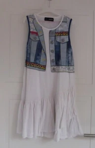 Desigual Kleid, Sommerkleid, blau weiß, Jeansweste, Gr. 146/152 - Bild 1 von 3