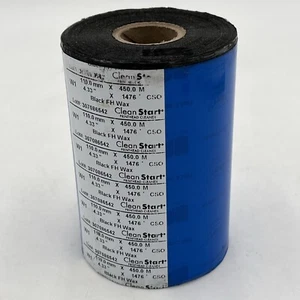 CLEAN START Black FH Wax Resin Thermal Ribbon Roll 4.33" x 1476' 110mm x 450m - Afbeelding 1 van 3