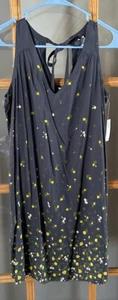 Neu mit Etikett Old Navy kleines Damen-Tankkleid dunkelgrau mit Blumenmuster-Krawatte Boho - Bild 1 von 4
