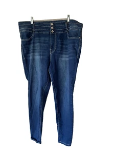 Angels Jeans EverShape Skinny Blue 20W PLUS denim 3 button top casual - Picture 1 of 7